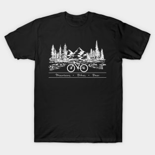 Mountain Bike MTB Shirt Mountains Bikes and Beer T-Shirt